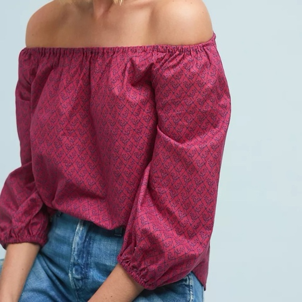 $2/50 PROMO ❤️ Anthropologie Maeve Off-Shoulder Pink Top XS